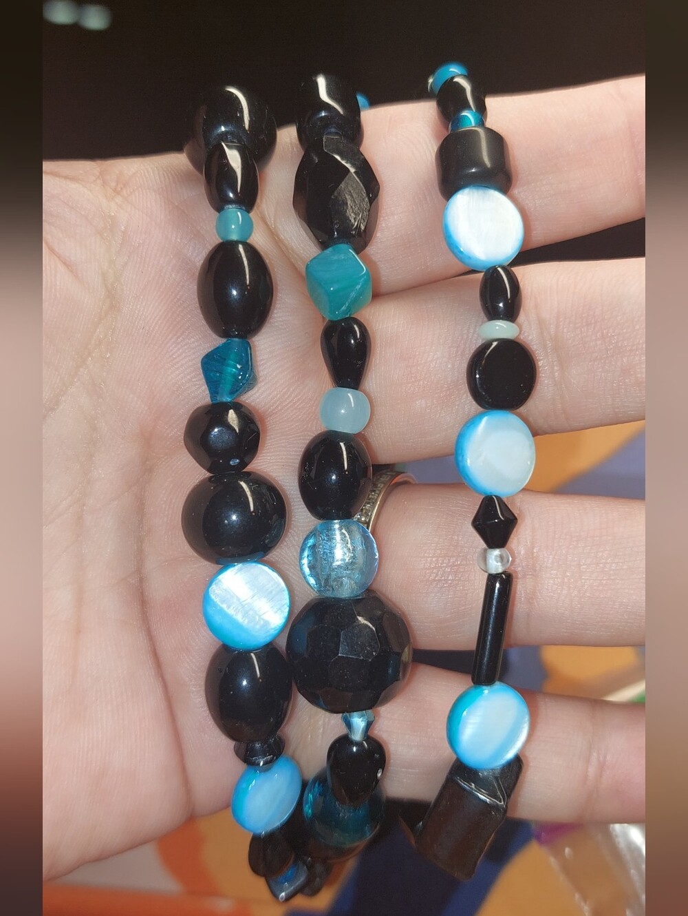 Blue and Black Glass Beaded Handmade Necklace - Women's Jewelry